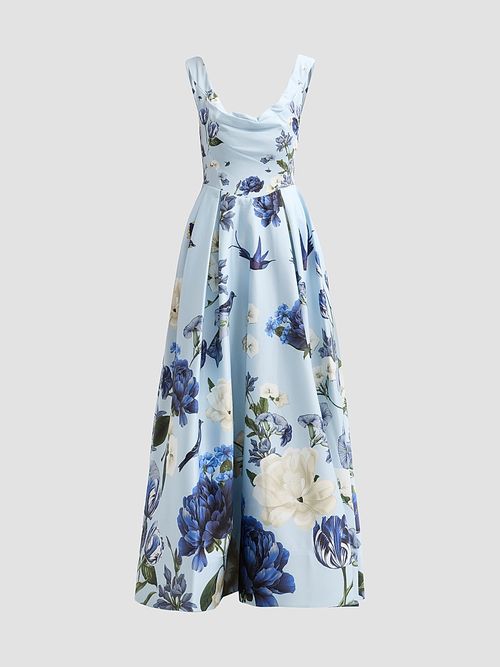 Women's Estrella Draped Floral Gown - Fly Away