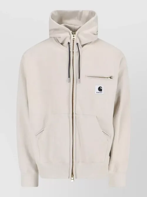 Sacai - hooded jacket gold tone hardware pocket