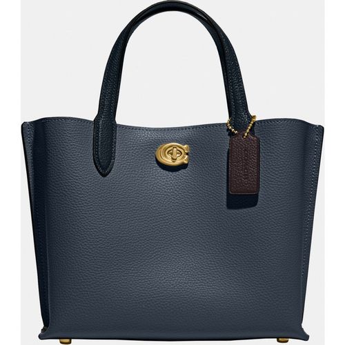Coach Womens Willow Tote Bag Colorblock - Dark Blue Leather - One