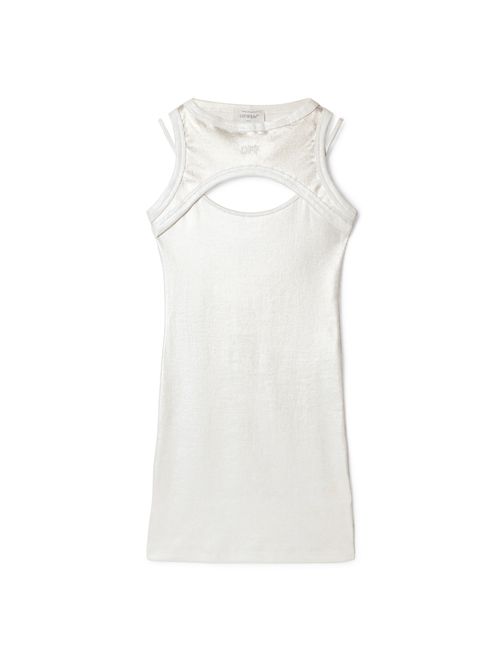 Silver Ribbed Cut-out Dress