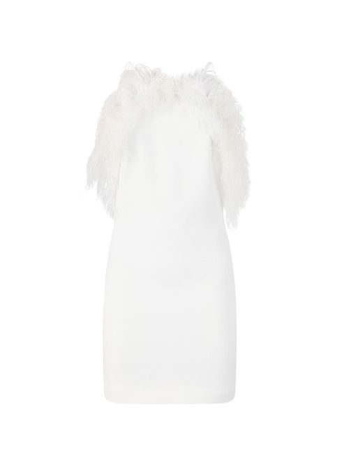 Women's Feather-Trimmed Minidress - White