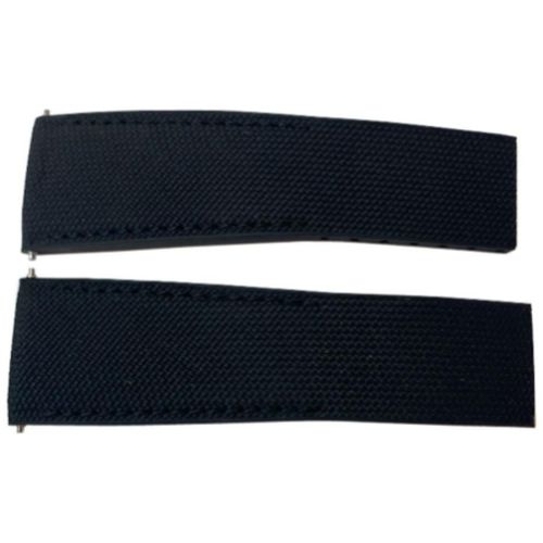 24mm Black Rubber & Canvas Strap 264S