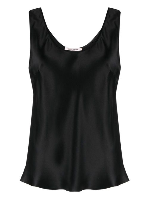 Wide-strap silk tank top - Black