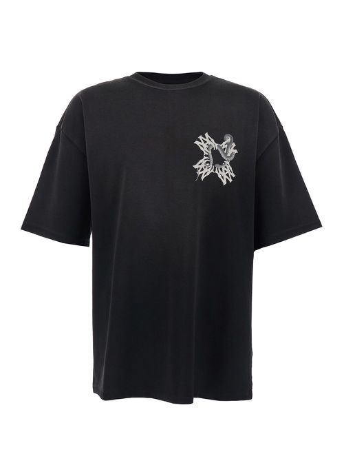Black T-shirt With Logo On The Front And Maxi Logo On The Back In Cotton Man