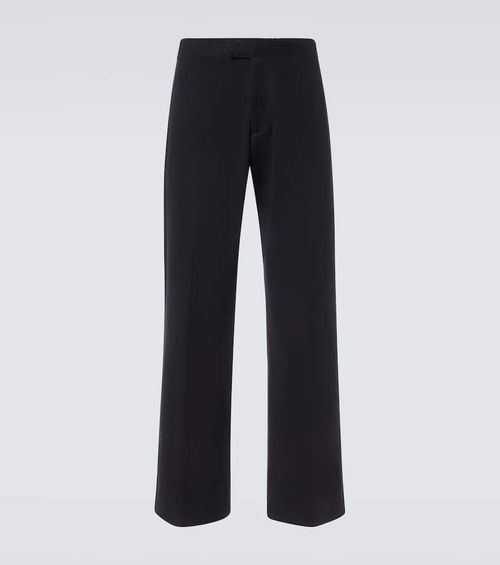 Cotton drill wide-leg pants