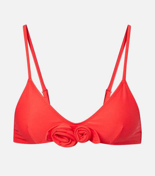 Flower floral-appliqué bikini top