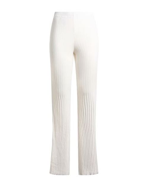 Woman Pants White Size M Cotton, Elastane