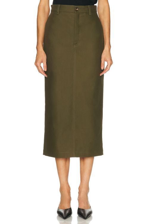 WARDROBE.NYC Drill Midi Skirt in Dark Green