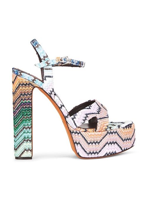 Missoni Angela Platform Sandal in Lurex Wave Evening Blue - Pink,Green. 41 also in