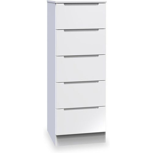 Henshaw 5 Drawer Tallboy Chest | White Gloss or Grey | Roseland