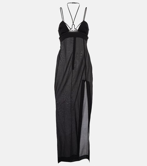 Cutout halterneck cotton gown