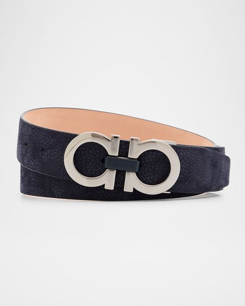 Men's Gancini Adjustable Suede Belt