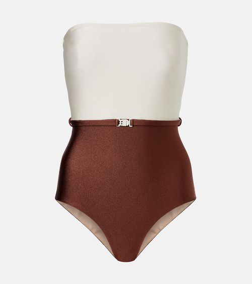 Bicolor belted swimsuit