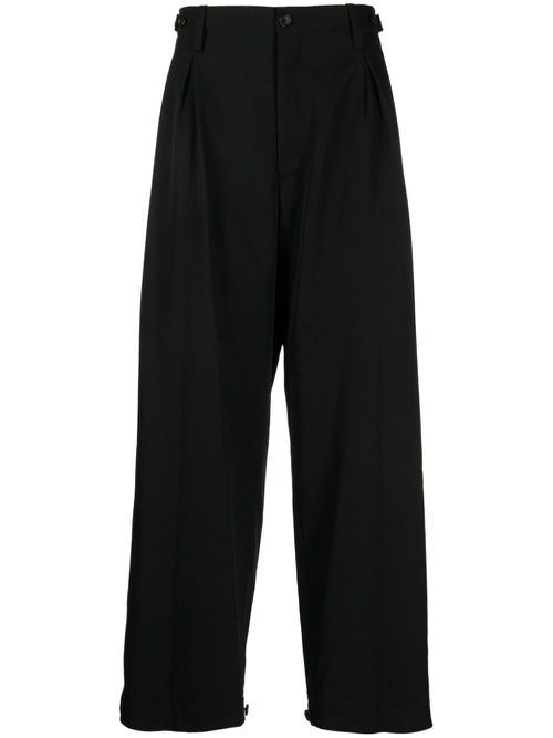 Tailored wide-leg wool trousers - Black
