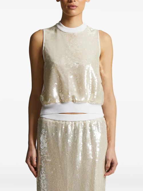 Sequin-Embellished Tank Top — Ivory