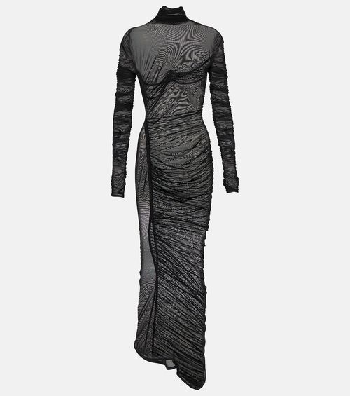 Ruched sheer maxi dress