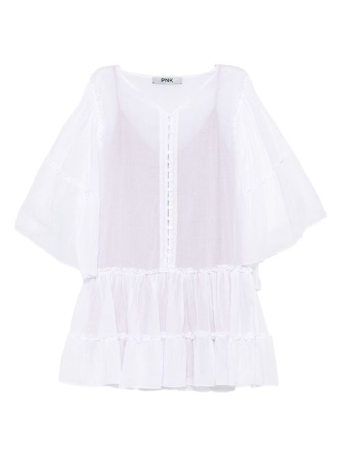 Ruffled-detail mini dress - White