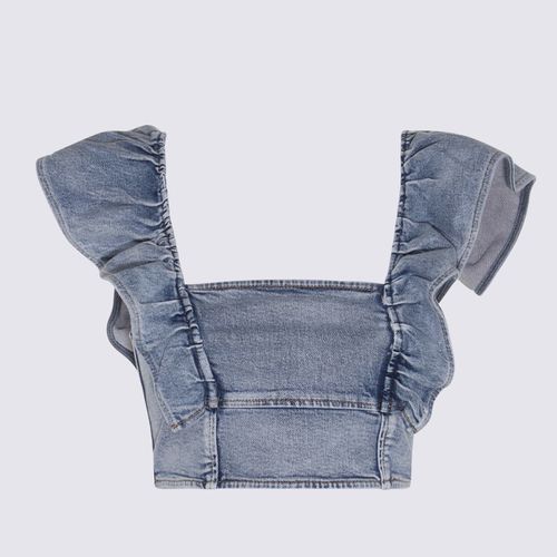 Light Blue Cotton Blend Denim Top
