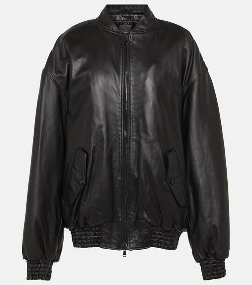 Leather bomber jacket