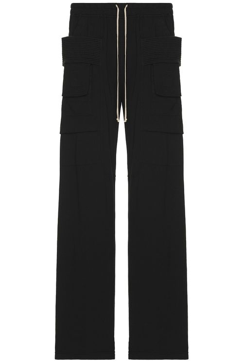 DRKSHDW by Rick Owens Creatch Cargo Drawstring Pants in Black - Denim-Dark. XL/1X also in L