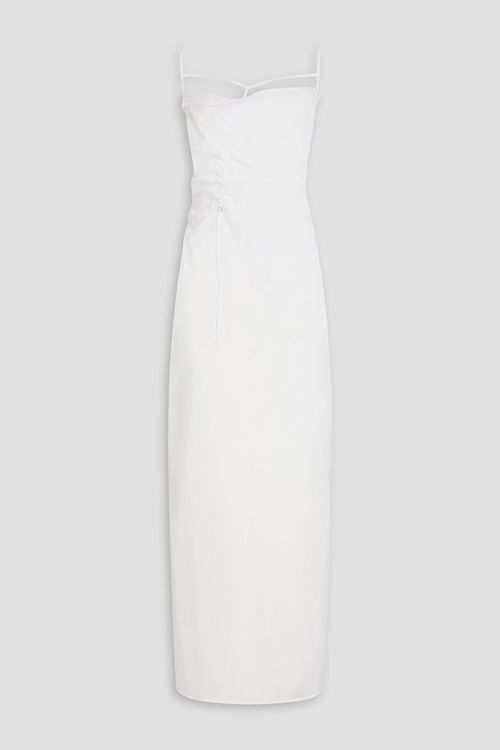 Ruched cotton-gauze maxi dress