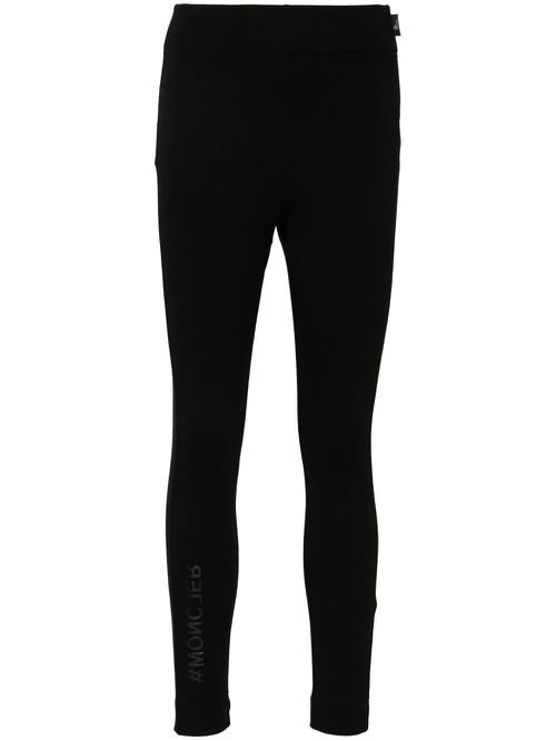 Rubberised-logo performance leggings - Black