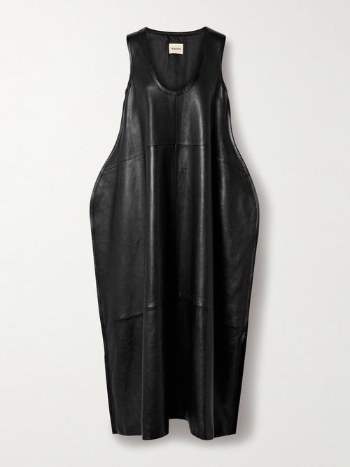 Coli Leather Midi Dress - Black