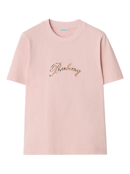Ribbed Collar Logo T-Shirt with Embroidered Chest Lettering