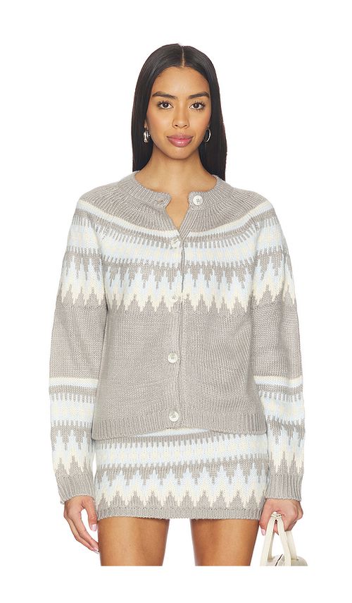 SEROYA Amaya Cardigan in Grey Fairisle. L also in M, S
