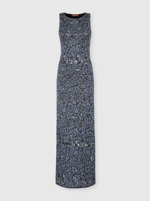 Missoni - Vestido largo con cuello «halter» de punto «jacquard» animal, Mujer, Multicolor