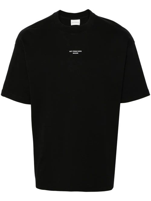 Classic Slogan T-Shirt Black Cotton Tshirt - Men