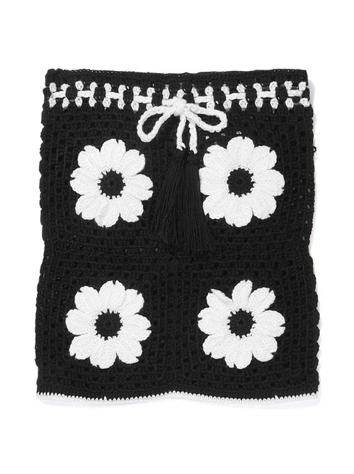 Floral crochet-knit skirt - Black