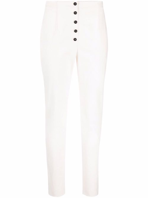 High-waist slim-fit canvas trousers - White