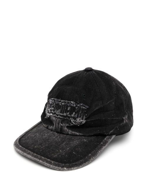 Juun.J denim embroidered ball cap - Black