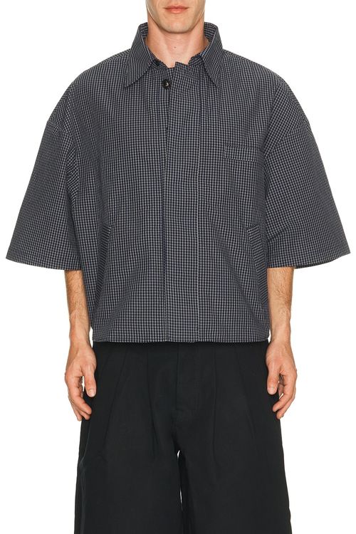 Art Community 34 Short Sleeve Shirt in Blue Plaid - Navy. M also in L, S, XL/1X