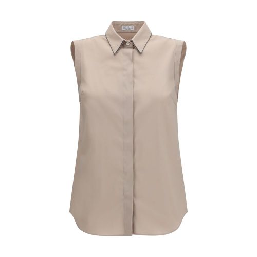 Cotton Sleeveless Shirt — Beige
