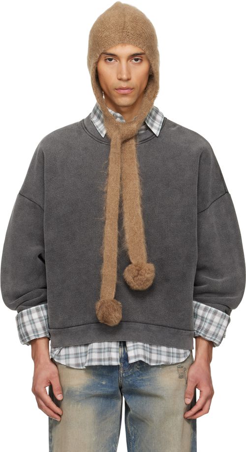 Tan Mohair Earflap Hood
