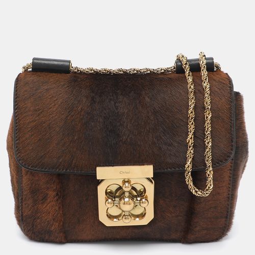 Chloe Elsie Small Brown Calf Hair Shoulder Bag