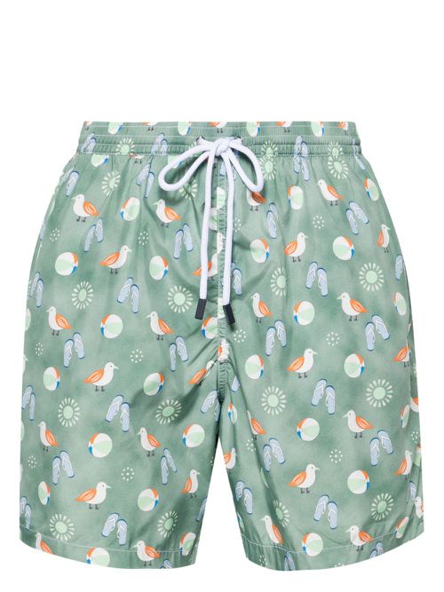 Graphic-print swim shorts - Green
