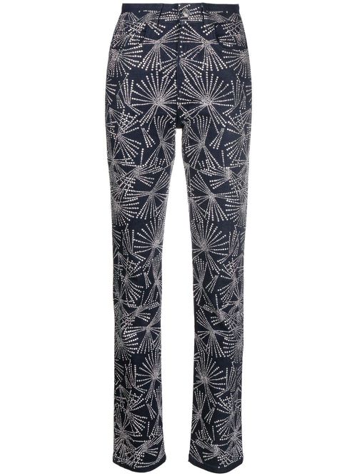Crystal-embellished straight-leg trousers - Blue