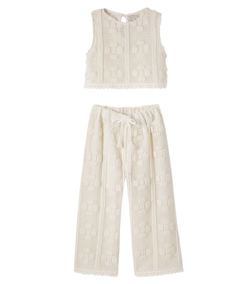 Inez crochet cotton-blend top and pants set