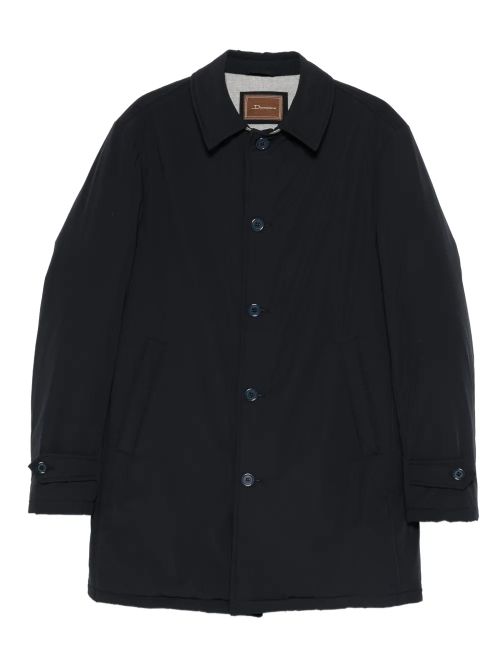 Buttoned Wool-Lined Coat — Black