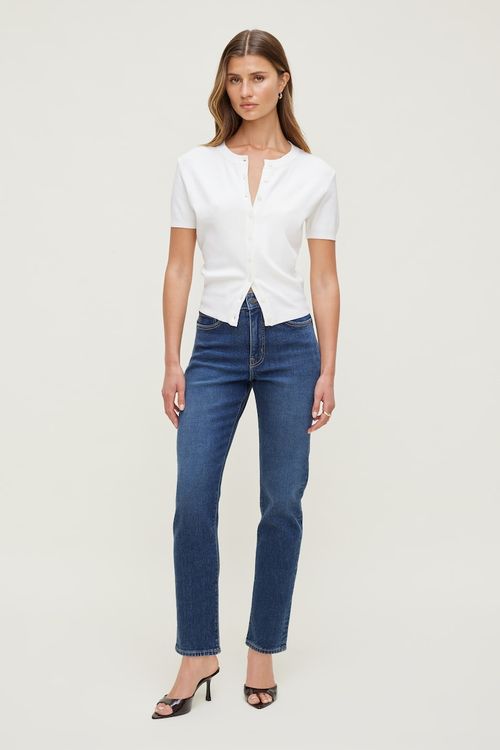 Frenchie Stretch High Rise Slim Leg Jeans - Blue - Women Clothing