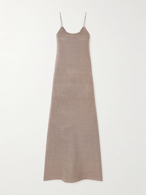 Liliana Crocheted Silk Maxi Dress - Neutrals