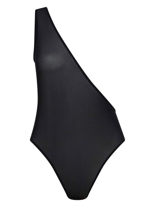 One-shoulder mesh swimsuit - Black