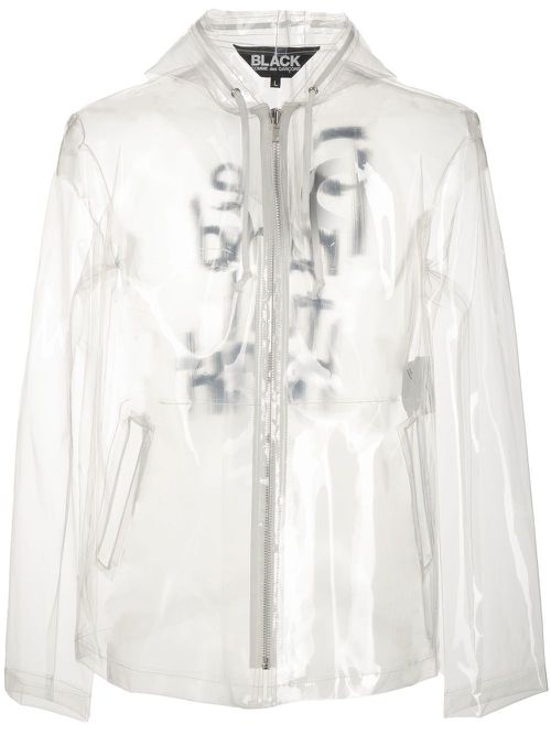 Slogan-print transparent jacket - Neutrals
