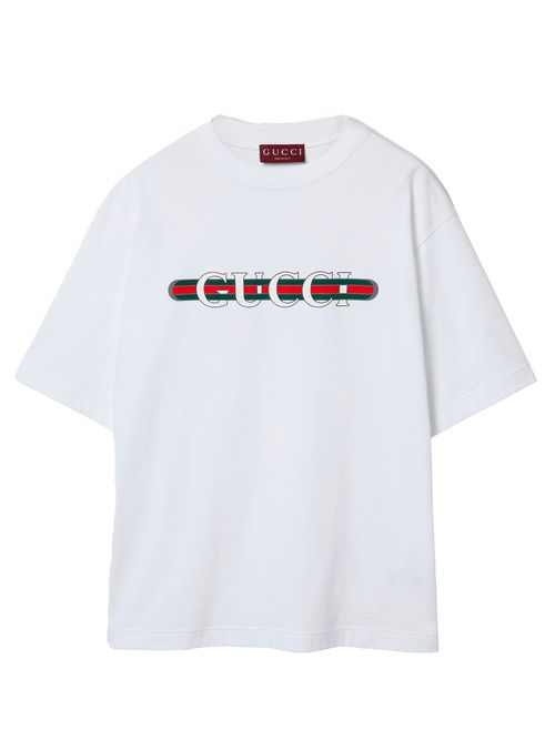 Web Print Crewneck Oversize T-Shirt with Dropped Shoulder
