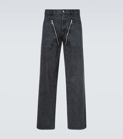 Zip-detail wide-leg jeans