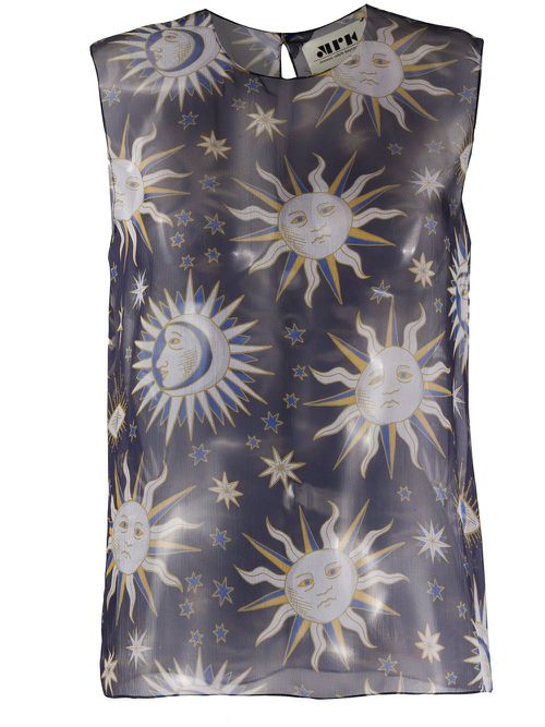 Sun print lightweight blouse - Blue