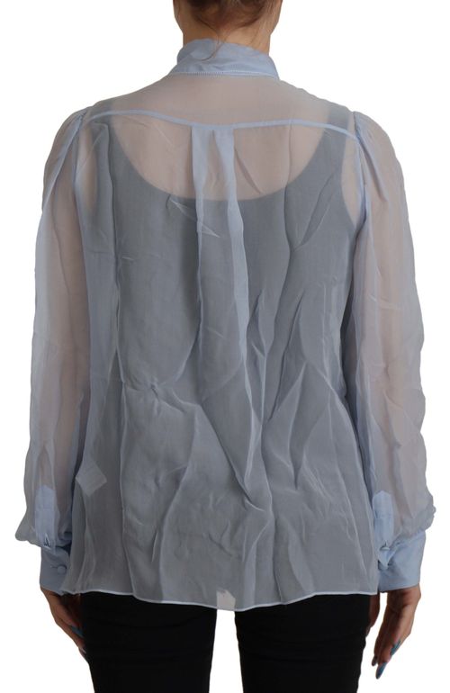 Ascot Collar Blouse — Blue